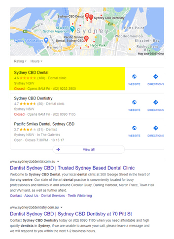 Google Page 1 Dentist