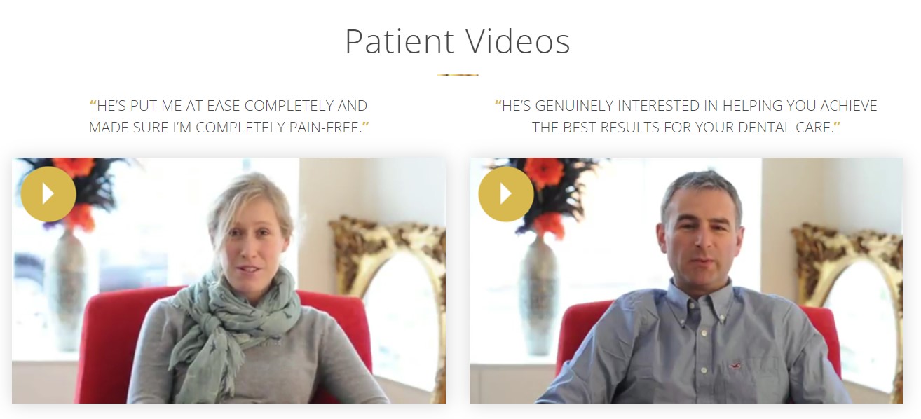 Image shows two video thumbnails of patients talking to camera.